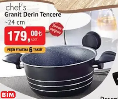 CHEF'S GRANİT DERİN TENCERE ~24 CM CHEF'S GRANİT DERİN TENCERE ~24 CM